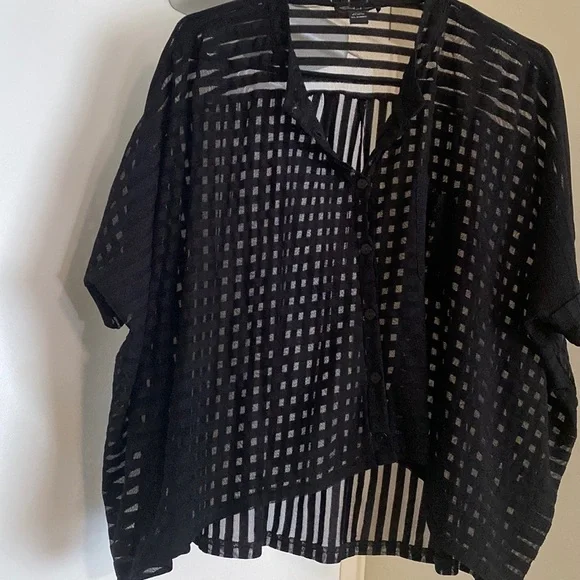 Seductions Transparent Black Baggy Blouse Size XS - Picture 1 of 5